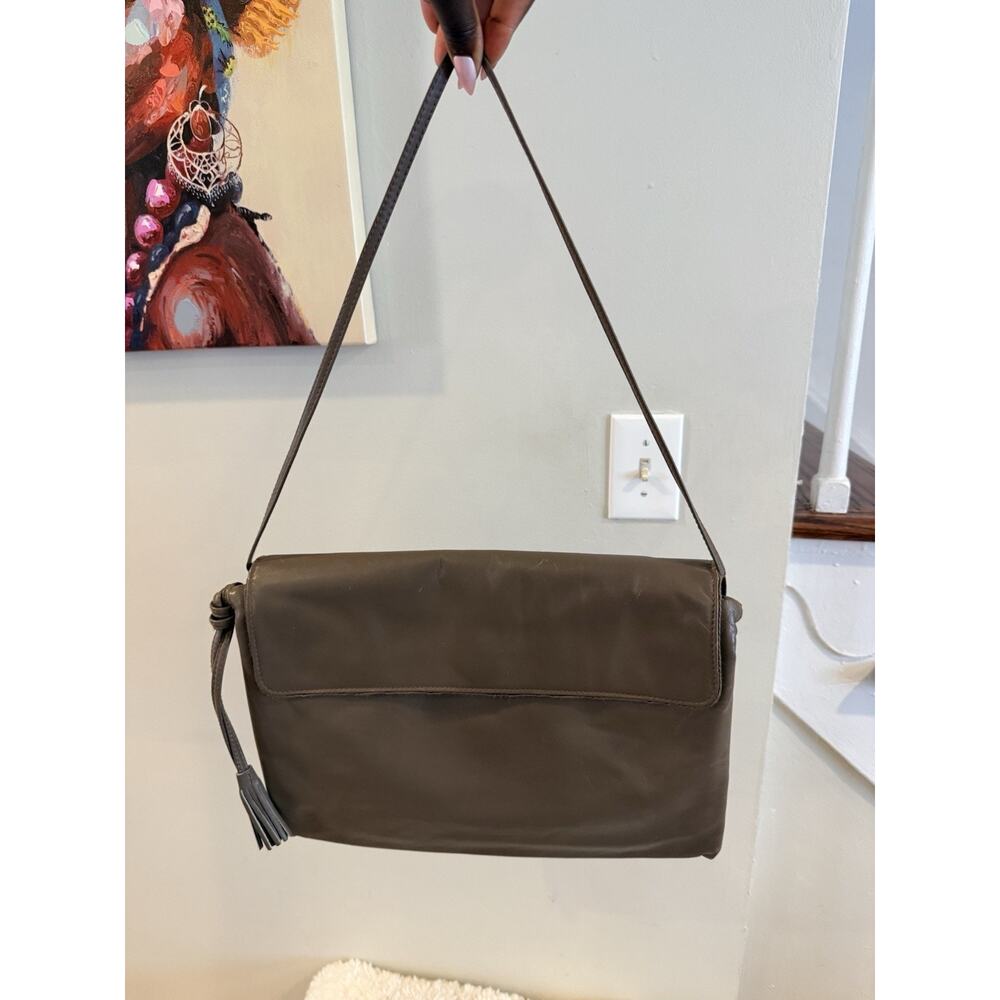 Bonwit Teller Vintage Taupe Genuine Leather Clutch Purse